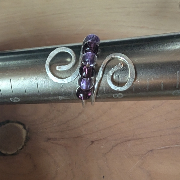 HANDMADE Anxiety Worry ring 360 glass beads fidget adjustable swirl meditation - Picture 2 of 9